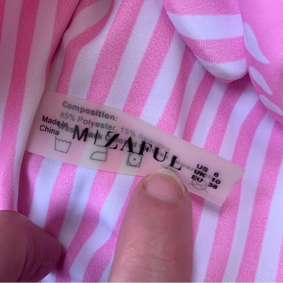 NWT Zaful pink striped bow tie one-piece swimsuit - Picture 2 of 4